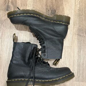 Dr. Martens Black Textured Leather Boots